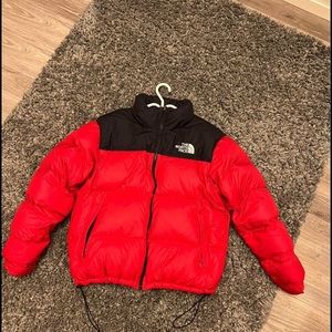 Red North Face Puffer Jacket